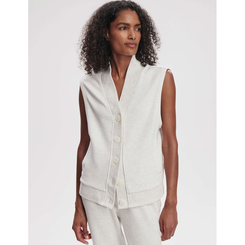Vicky Button Gilet – Ivory Marl