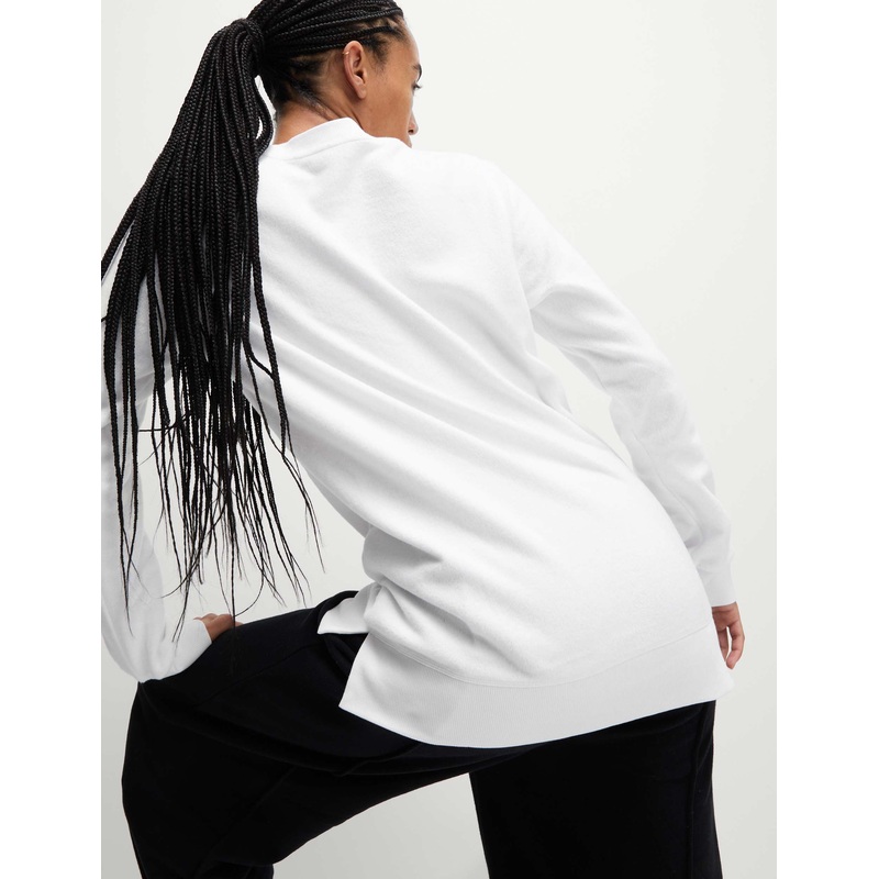 Cotton Rich Brushed Longline Sweatshirt – White