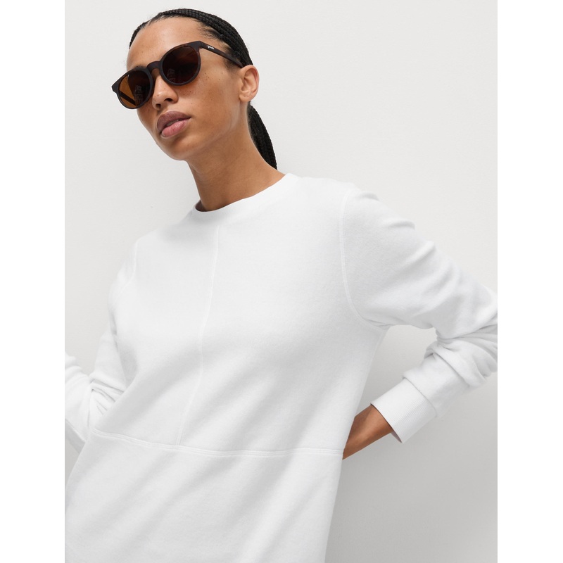 Cotton Rich Brushed Longline Sweatshirt – White