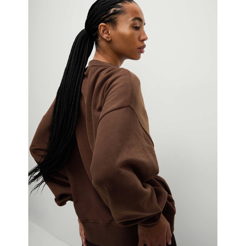 Cotton Rich Oversized Sweatshirt – Dark Chocolate