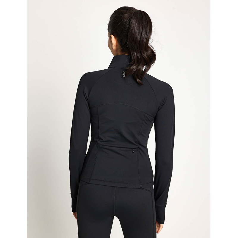 Zuri Contoured Zip Thru Top – Black