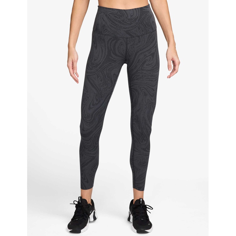 Zenvy High Waisted 7/8 Printed Leggings – Black/Dark Smoke Grey