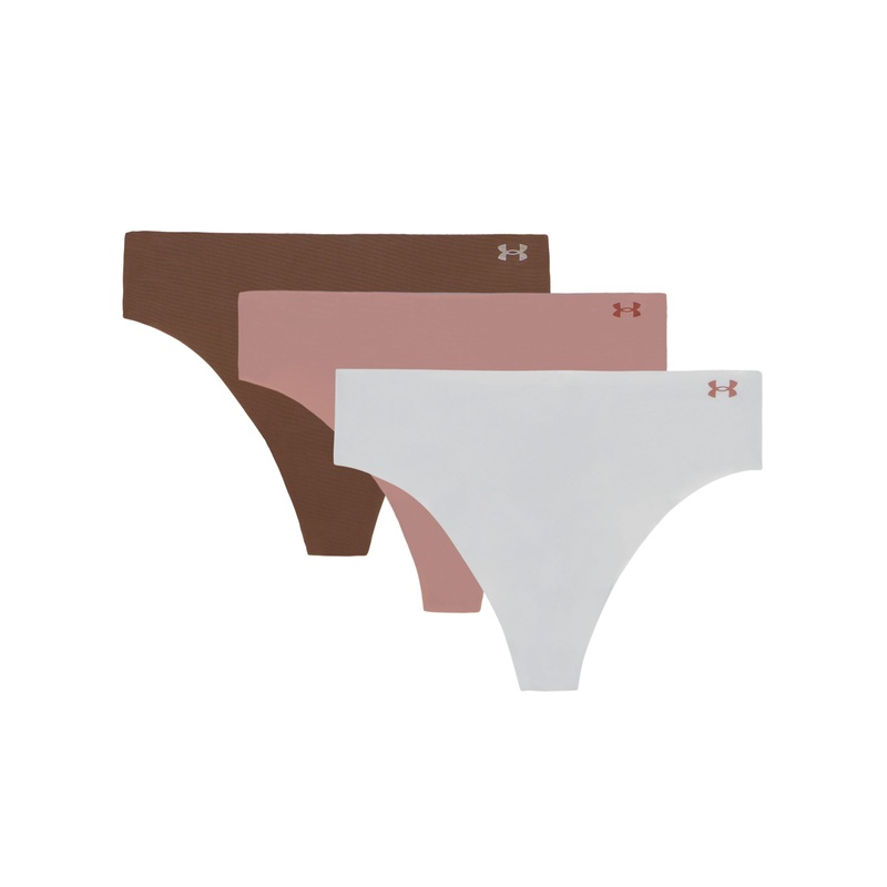Pure Stretch 3-Pack No Show Thong – Halo Grey/Tourmaline Pink/Maroon Mist