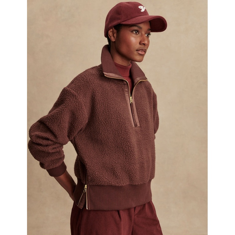 Roselle Half-Zip Fleece – Deep Mahogany
