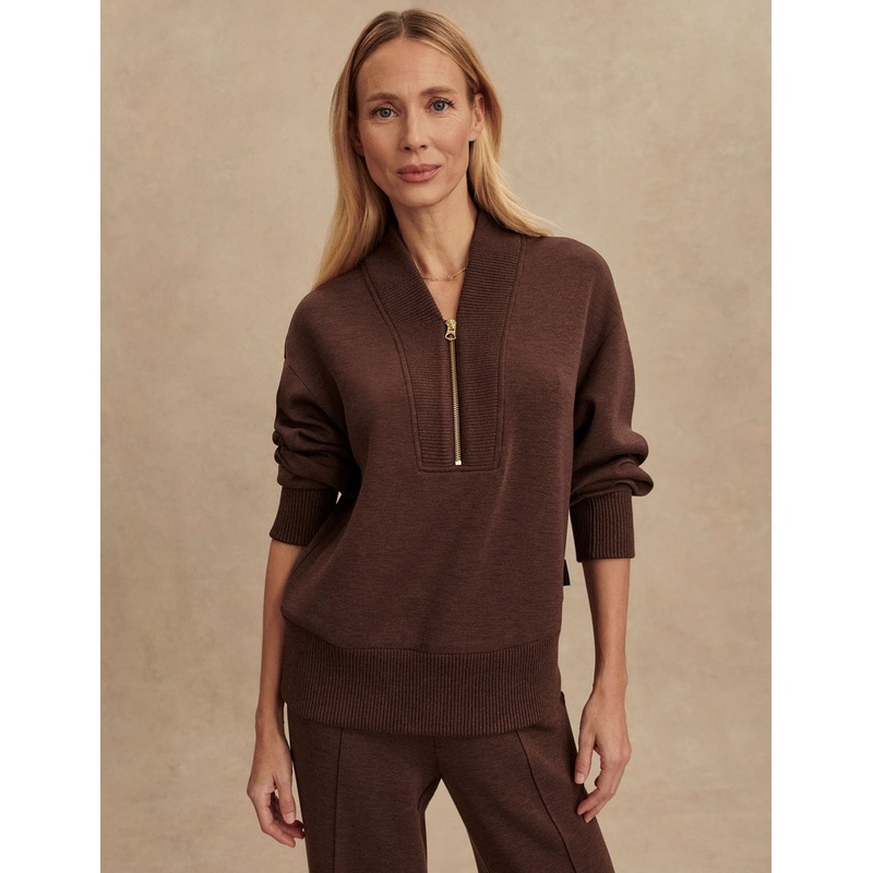 Sally Half Zip Sweat – Coffee Bean Marl
