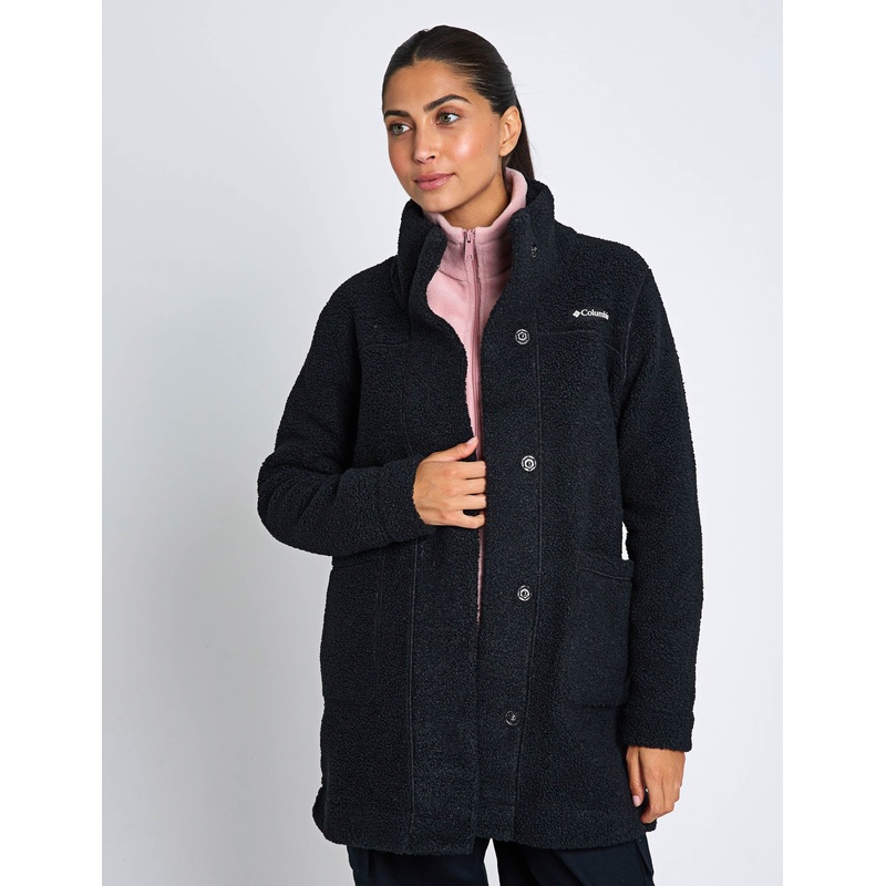 Panorama Long Sherpa Fleece Jacket – Black