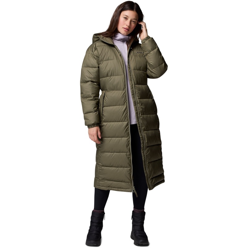 Pike Lake III Long Hooded Puffer Jacket – Stone Green