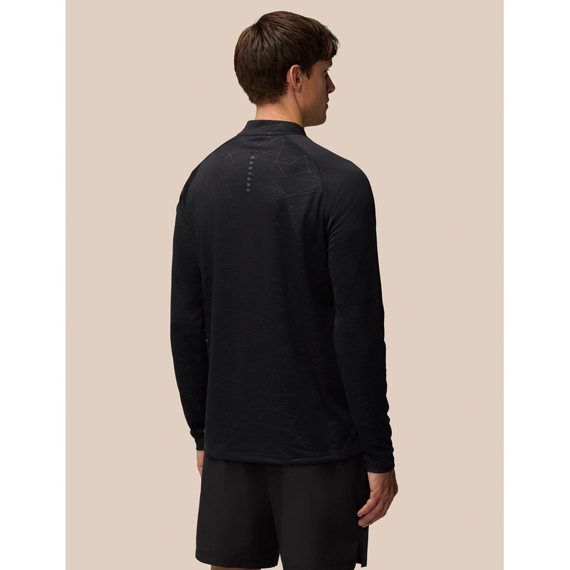 Aop 1/4 Zip Longsleeve Top – Black/Gunmetal