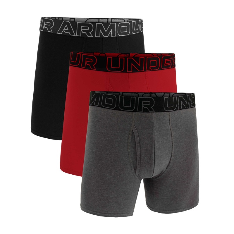 Performance Cotton 6″ 3-Pack Boxerjock – Black/Red/Grey