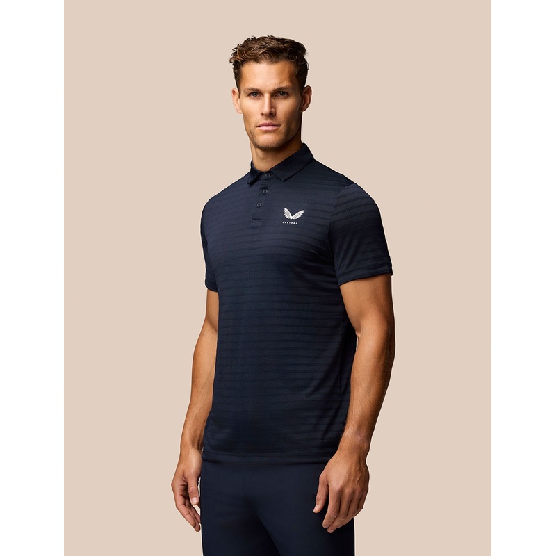 Pinnacle Pique Stripe Polo – Navy/White