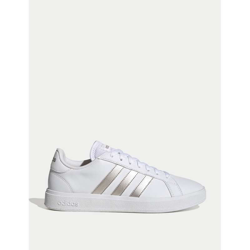 Grand Court Base 2.0 Shoes – Cloud White/Platinum Metallic