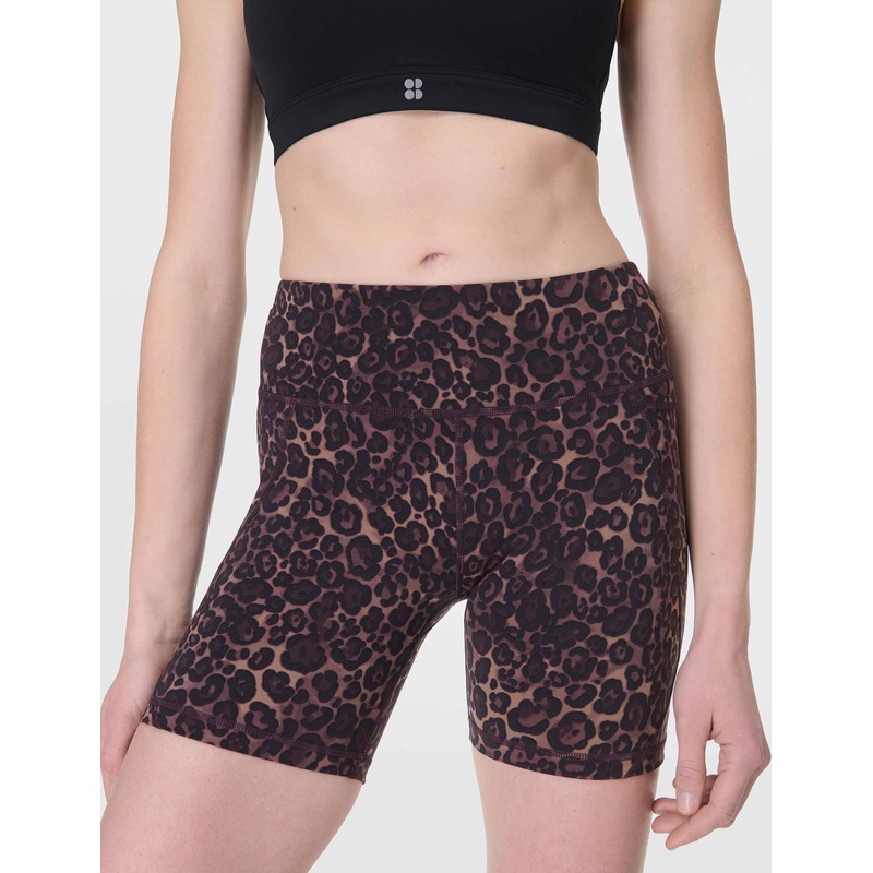 Power 6″ Cycling Shorts – Brown Wild Leopard Print