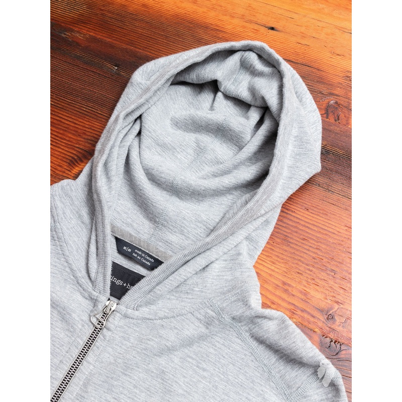 1×1 Slub Zip Hoodie in Heather Grey