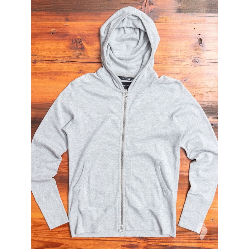 1×1 Slub Zip Hoodie in Heather Grey