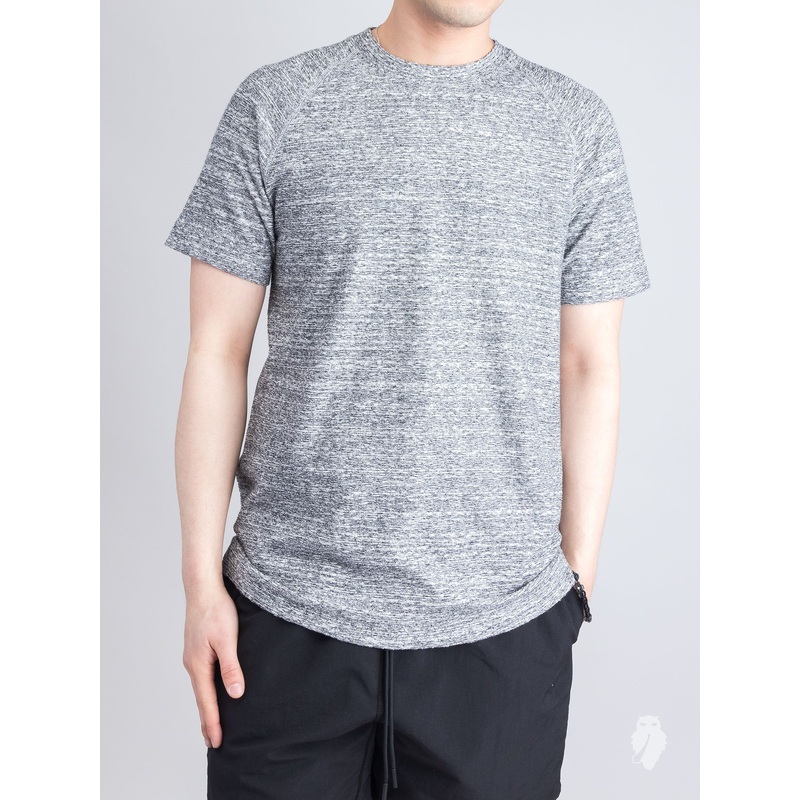 Loop Knit Raglan T-Shirt in Static Black