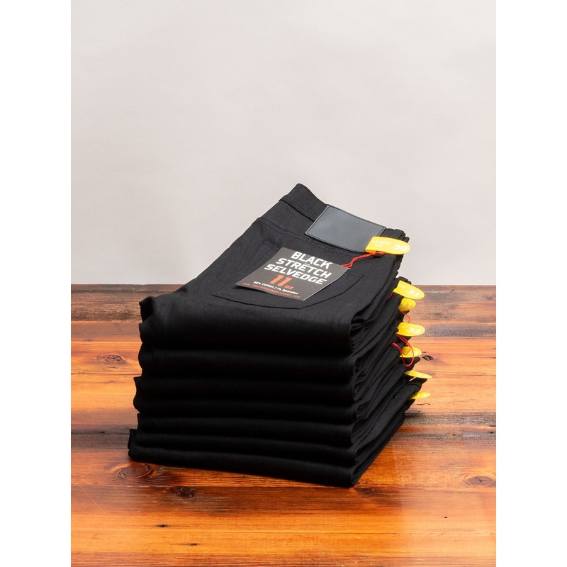 UB444 Black Stretch Selvedge Denim – Tight Fit