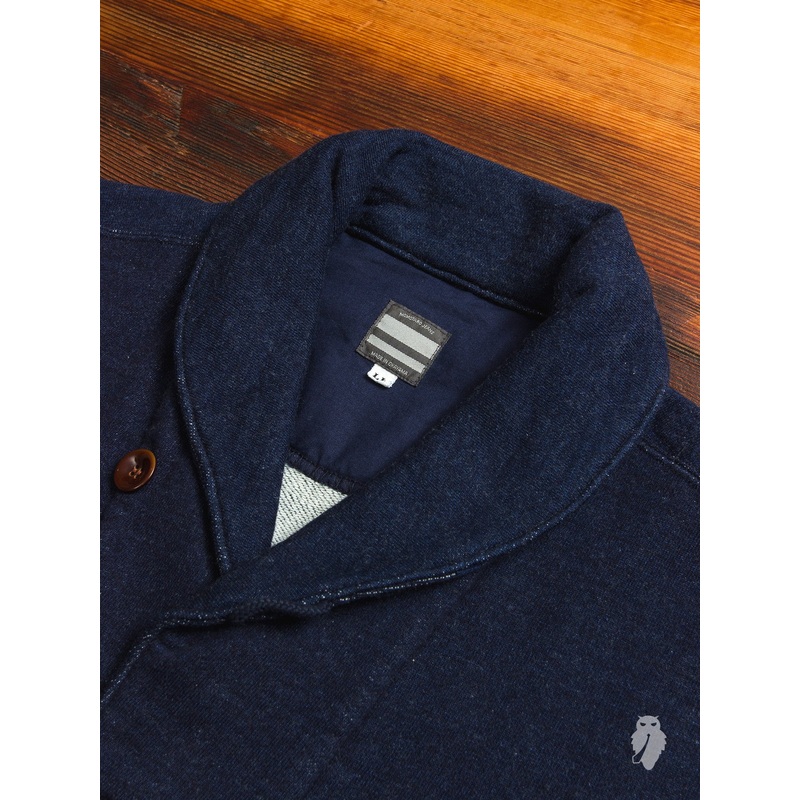 Loopwheel Cardigan in Natural Indigo