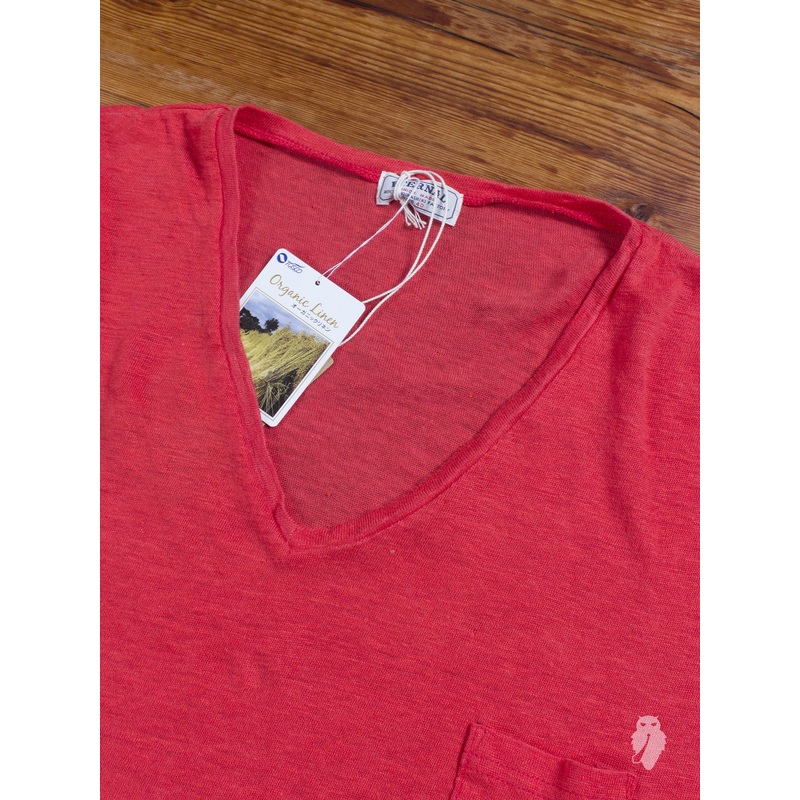 “Organic Linen” T-Shirt in Scarlet