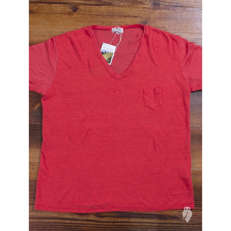 “Organic Linen” T-Shirt in Scarlet