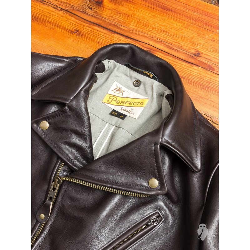 “3sixteen x Schott NYC” Arabica Perfecto Leather Jacket in Brown