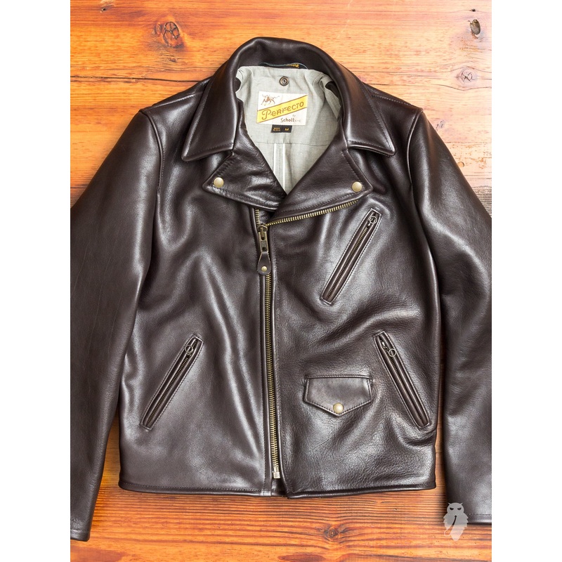 “3sixteen x Schott NYC” Arabica Perfecto Leather Jacket in Brown