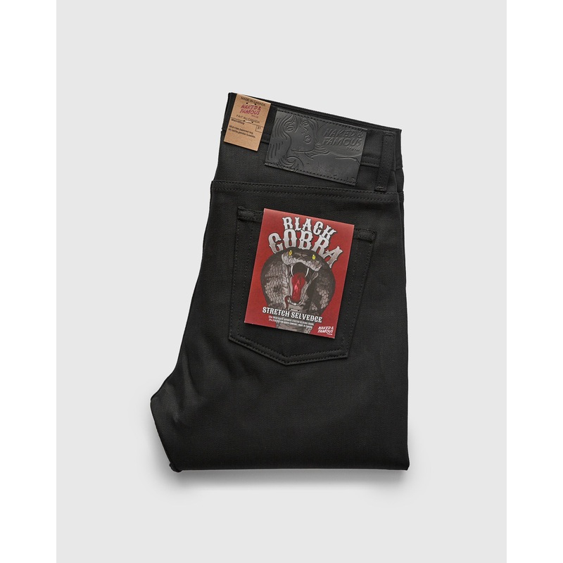 “Black Cobra Stretch” 12oz Selvedge Denim – Weird Guy Fit