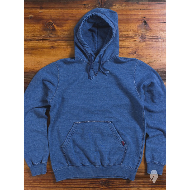 Yarn-Dyed Pullover Hoodie in Washed Indigo