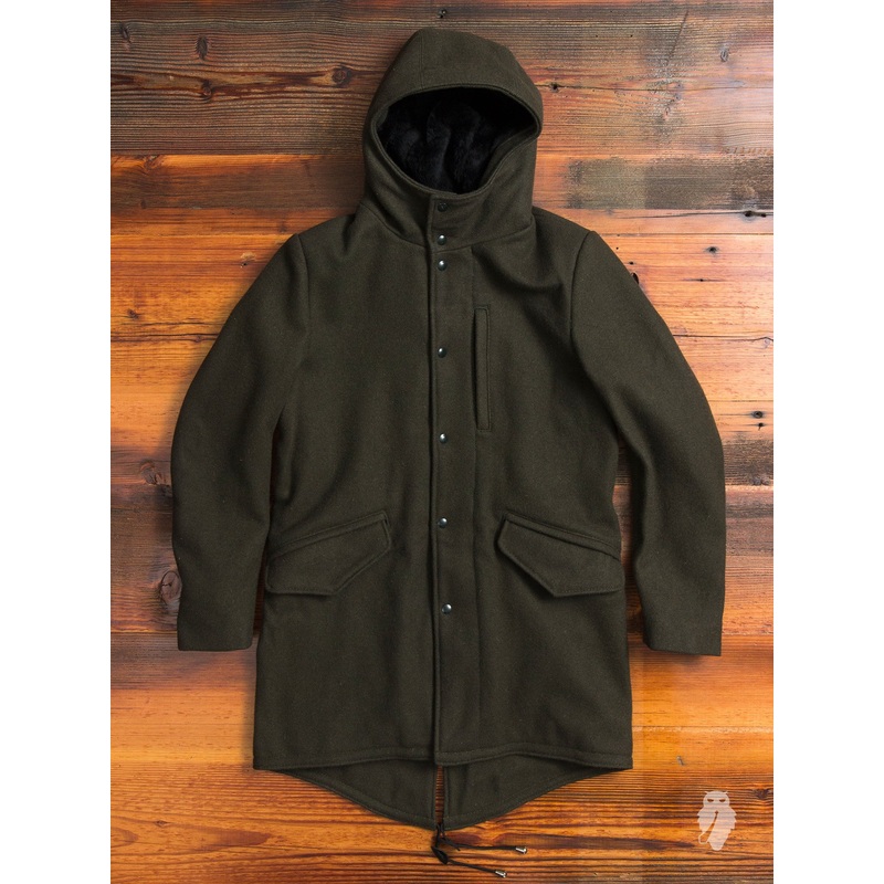 Wool Fishtail Parka in Loden Green