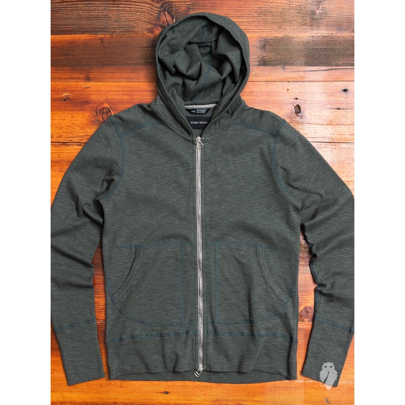 1×1 Slub Zip Hoodie in Pine