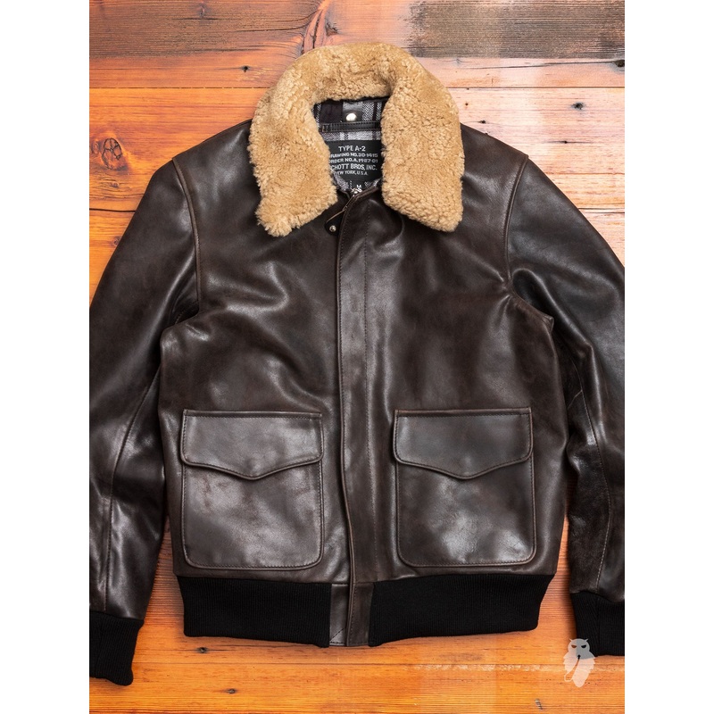 “3sixteen x Schott NYC” A2 Leather Flight Jacket in Black