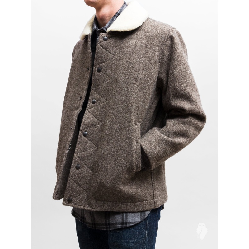 “Arpin” Sherpa Snap Jacket in Taupe