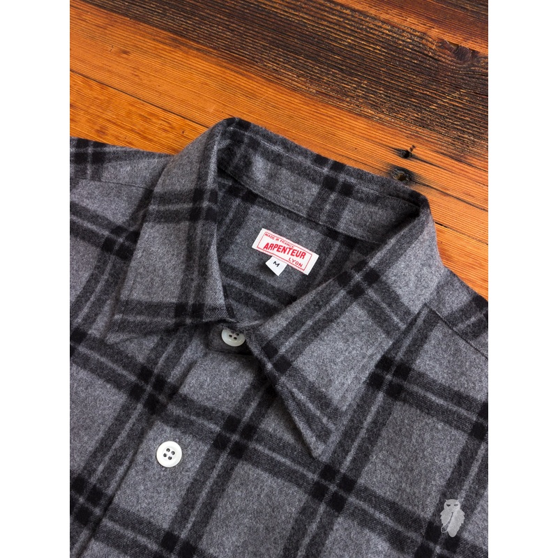 “Ted” Shaggy Flannel Shirt in Grey