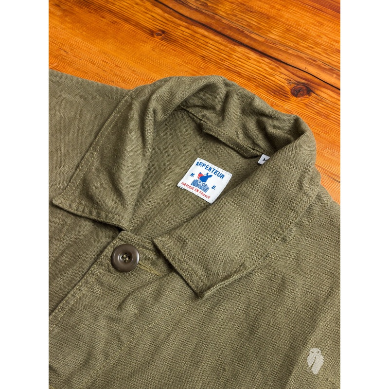 “Travail” Linen Work Jacket in Olive