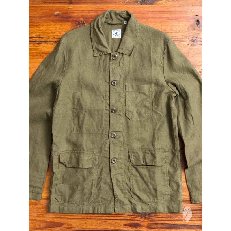 “Travail” Linen Work Jacket in Olive