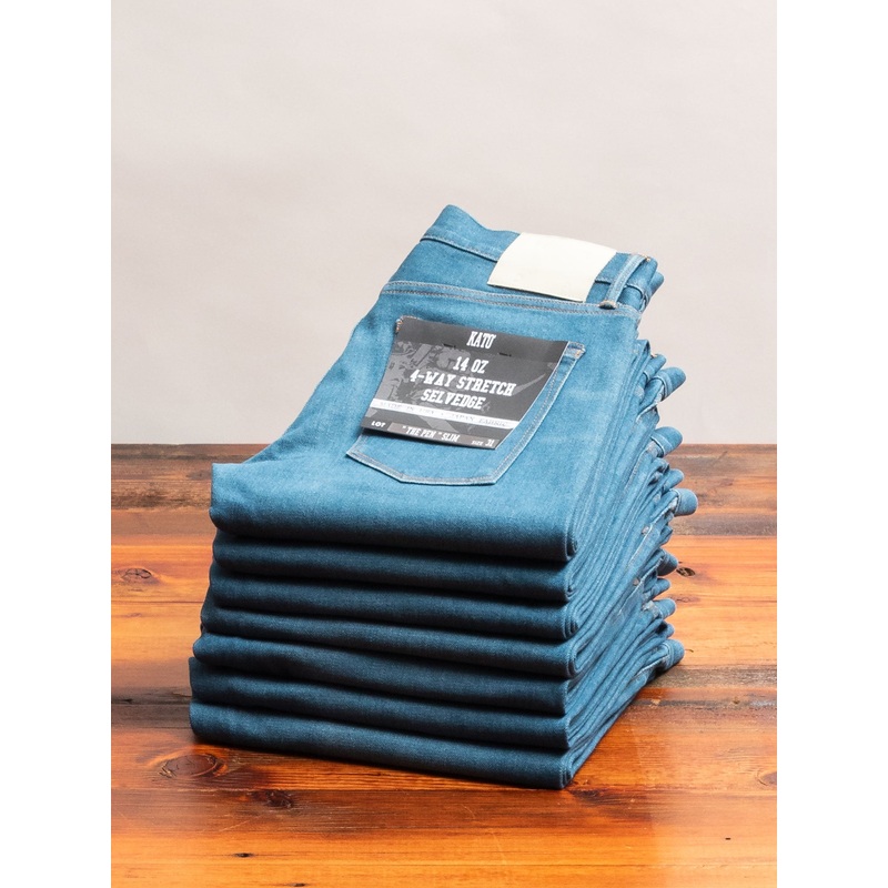 “Halen” 14oz Washed Indigo Stretch Selvedge Denim – Pen Slim