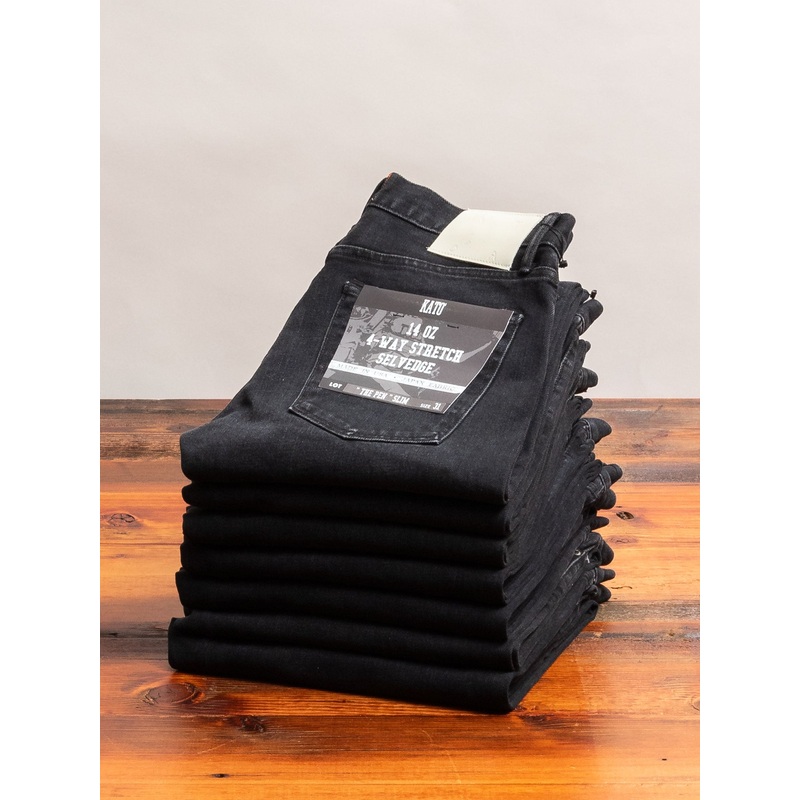 “Paul” 14oz Washed Black Stretch Selvedge Denim – Pen Slim