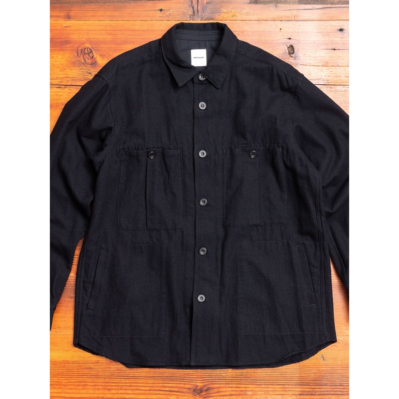Wool Shirt Jacket in Dark Navy