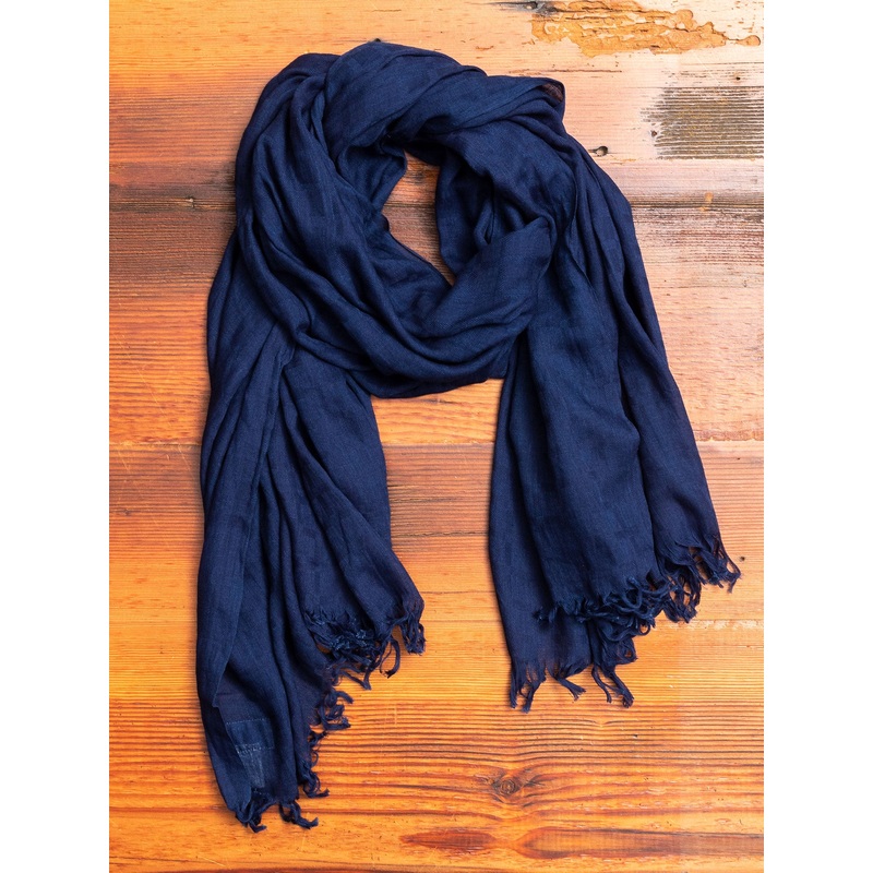 Yarn Dyed Check Scarf in Indigo