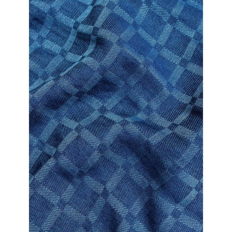 Yarn Dyed Check Scarf in Light Indigo