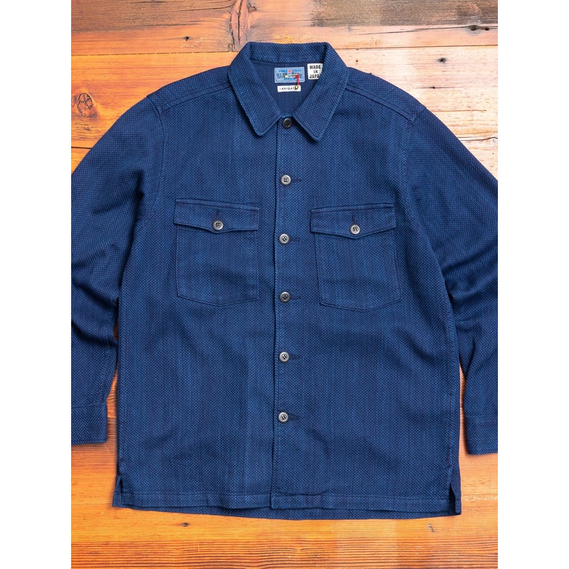 Yarn Dyed Sashiko Overshirt in Indigo
