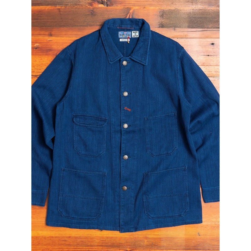 Yarn Dyed Sashiko Railroad Jacket in Indigo