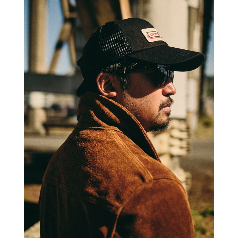 375 Rough Out Cowhide Trucker Jacket in Saddle