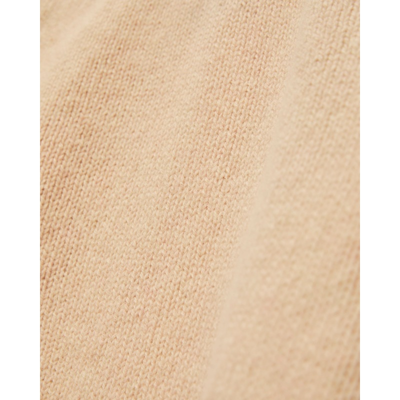 “Boxy Space Knit” Wool Sweater in Almond