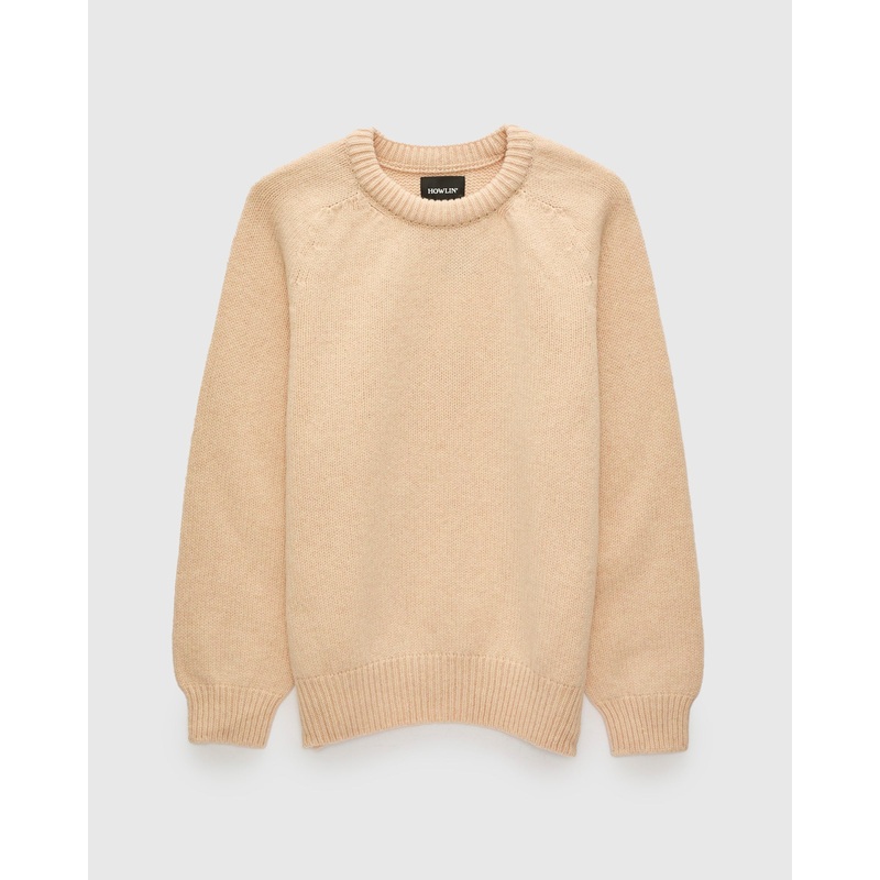 “Boxy Space Knit” Wool Sweater in Almond