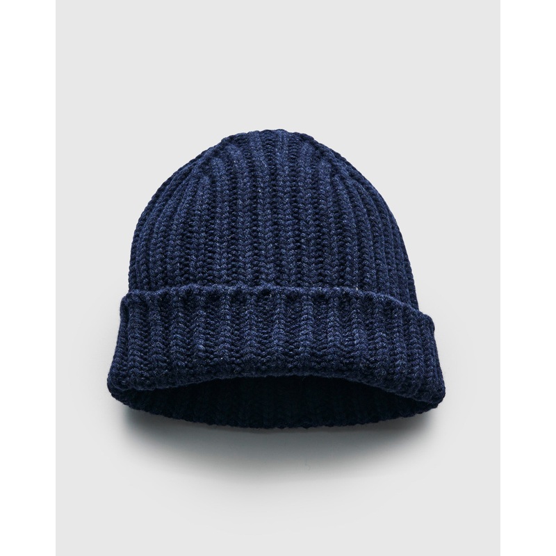 “Brain Freezer” Wool Beanie in Navy