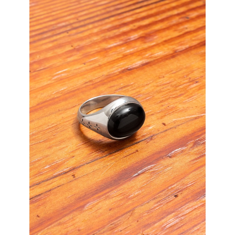 Tubby Ring in Silver/Onyx