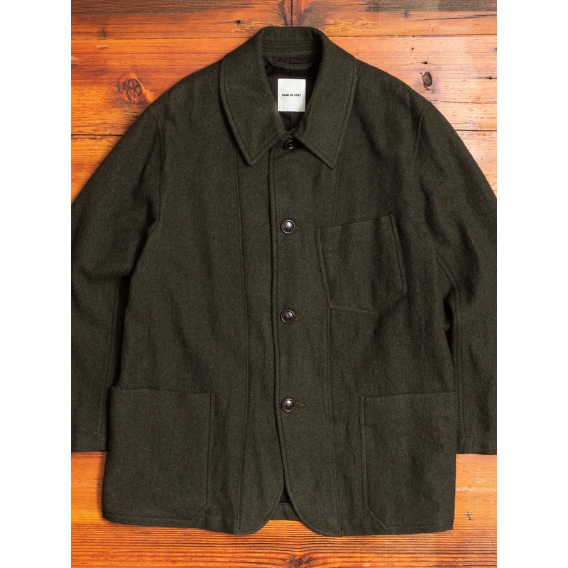 Wool Coverall Jacket in Olive