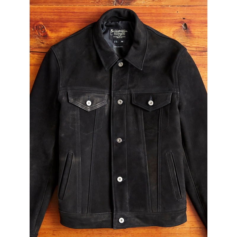 “3sixteen x Schott NYC” Goatskin Type-3 Leather Jacket in Black