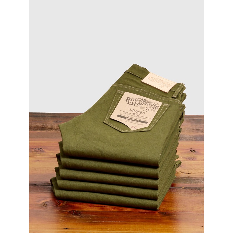 X060 13.5oz Olive Green Selvedge Denim – Spikes Fit