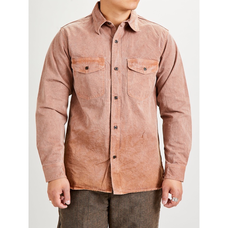 Old Japanese Twill Work Shirt in Pigment-Dyed Brick